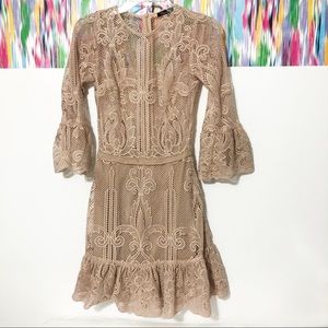 Moonlite cream peach lace crochet dress